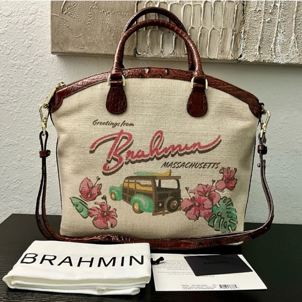 🤎▪️Brahmin▪️ Large Duxbury in PECAN PIPA Canvas & Leather